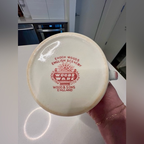 Woods Ware English Scenery milk jug pitcher, cream and red transferware china - Picture 5 of 5